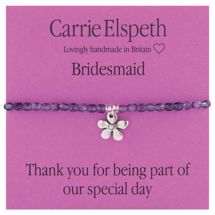 Carrie Elspeth Bridesmaid Flower Charm Sentiment Bracelet