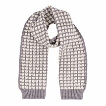 Grey Hearts Knitted Scarf