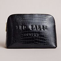 CROCALA Jet Black Croc Makeup Bag