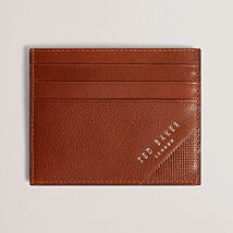 RAFFLE Tan Embossed Corner Leather Card Holder