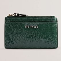 DELFIE Green Leather Zip Card Holder