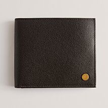 KALMER Caviar Texture Brown Leather Bifold Wallet