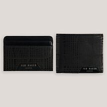 ETAN Black Etched Leather Bifold Wallet & Card Holder Set