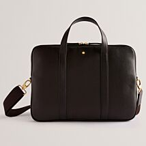 KAITON Caviar Texture Brown Leather Laptop Bag