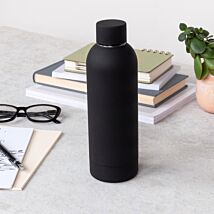 Black Rubber Coated Steel 500ml Water Bottle