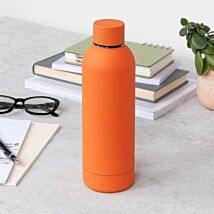 Orange Rubber Coated Steel 500ml Water Bottle