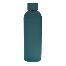 Petrol Blue Rubber Coated Steel 500ml Water Bottle