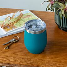 Petrol Blue Rubber Coated 350ml Travel Cup