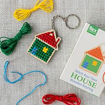 Stitch Your Own Wooden House Keyring