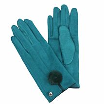 Turquoise Stylish Pom Pom Boxed Gloves