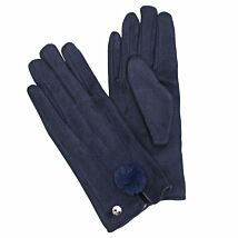 Navy Stylish Pom Pom Boxed Gloves