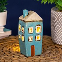 Turquoise Tall Mini House Tealight Holder