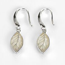 Silver Plated Back to Nature Mother of Pearl Leaf Earrings