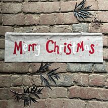 Long Linen Merry Christmas Hanger