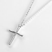 Silver Plated Diamond Cut Cross Necklace