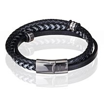 Men’s 3-in-1 Black Leather Bracelet