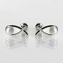 Silver Plated Fresh Water Pearl Kiss Stud Earrings