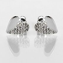 Silver Plated Te Amo Two Halves Heart Stud Earrings