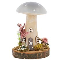 Spring Folk Art Grey Medium Mushroom Cottage