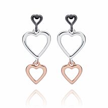 Mixed Metal Triple Heart Earrings