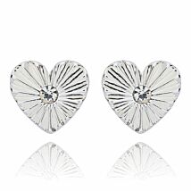 Silver Plated Te Amo Vignette Heart Earrings