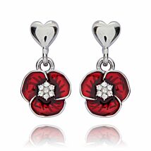 Suspended Poppy Heart Earrings