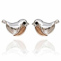 Robins Appear Two Tone Stud Earrings