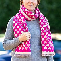 Pink Cashmere Feel Hearts Scarf