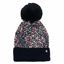 Three Tone Silver Fleck Blue Pom Pom Hat