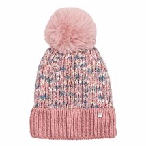 Three Tone Silver Fleck Pink Pom Pom Hat