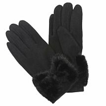 Fluffy Cuffed Black Boxed Gloves