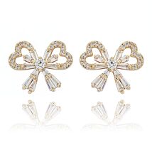 Eternal Bow Baguette Bow Gold Plated Stud Earrings