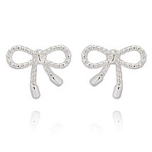 Eternal Bow Rope Style Silver Plated Stud Earrings