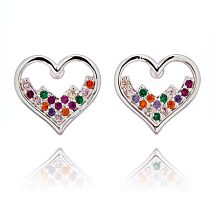 Glam Rox Pretty Heart Silver Plated Stud Earrings