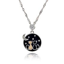 Stargazing Cats Silver Plated Necklace