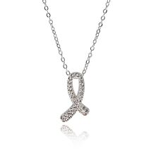 Kiss Pave Looped Silver Plated Necklace