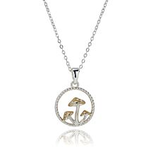 Back To Nature Two Tone Circle Mushrooms Necklace