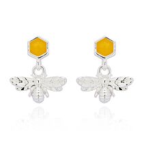 Honeycomb Bee Silver Plated Earrings