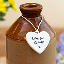 ‘Love you Granny x’ Small Hanging Porcelain Heart 
