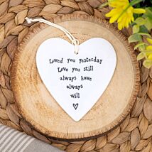 ‘Loved You Yesterday’ Hanging Porcelain Round Heart
