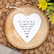 ‘Love You Longer’ Hanging Porcelain Round Heart