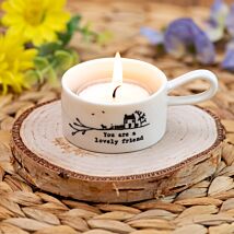 ‘Lovely Friend’ Handled Tea Light Holder