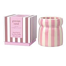 Cabana 184g ‘Grecian Sand’ Lavender Striped Ceramic Candle