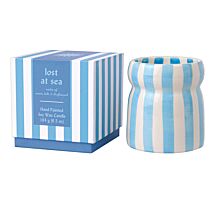 Cabana 184g ‘Lost at Sea’ Blue Striped Ceramic Candle