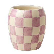 Checkmate 311g ‘Lavender Mimosa’ Lilac Chequered Porcelain Candle