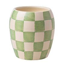 Checkmate 311g ‘Cactus Flower’ Sage Chequered Porcelain Candle