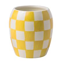 Checkmate 311g ‘Golden Amber’ Ochre Chequered Porcelain Candle