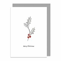 Bird and Berry Holly Greetings Card