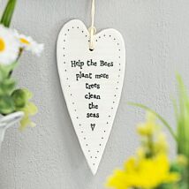 ‘Help The Bees’ Long Wobbly Porcelain Heart