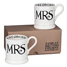 Mrs & Mrs Boxed Set of Two Half Pint Mugs